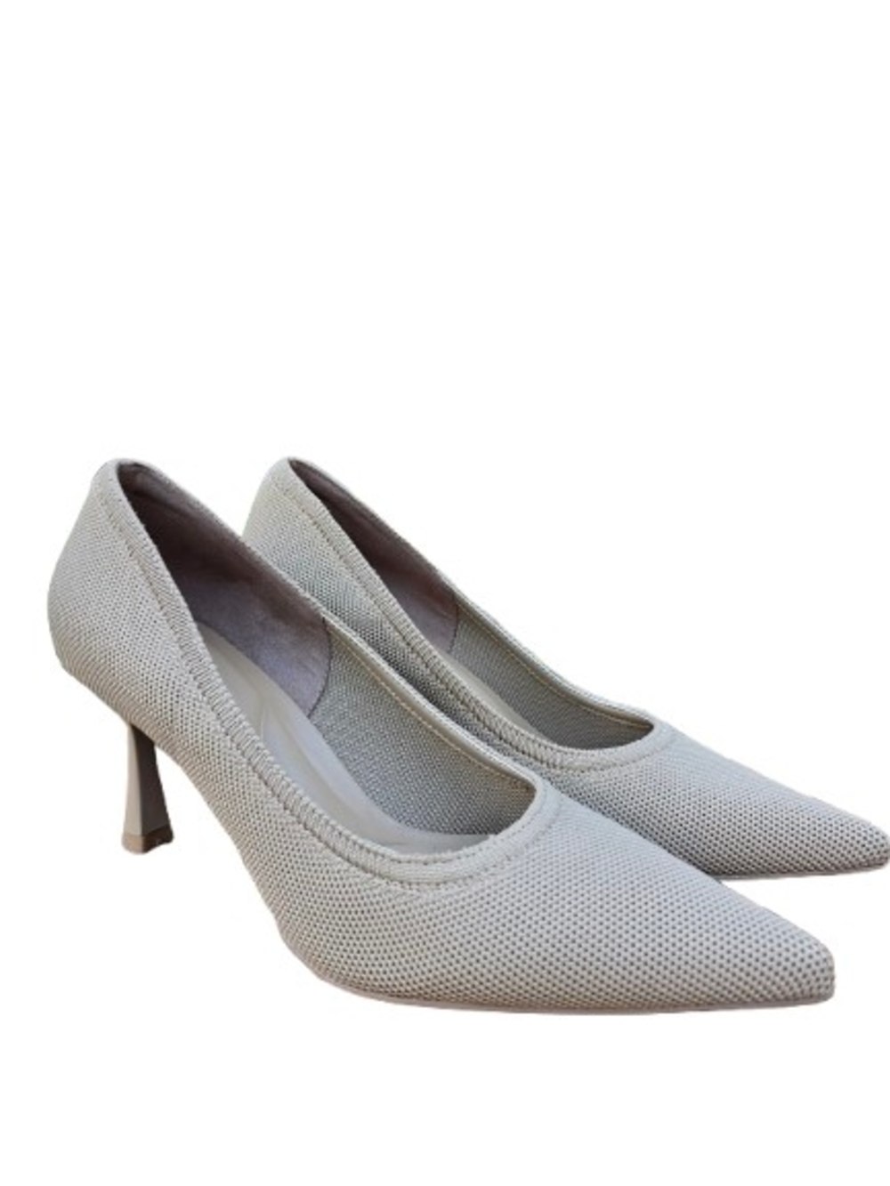 Cozy Island Women's Pointed Toe Mid Heel Pumps in Light Beige Size 7